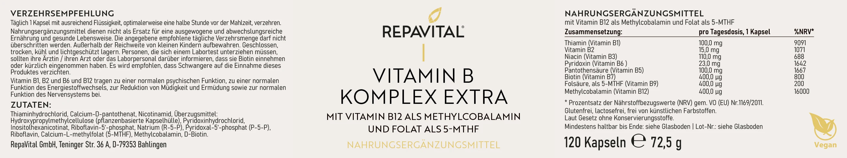 repavital-vitamin-b-komplex-extra-methylcobalamin-5-mthf-120-kapseln image 2