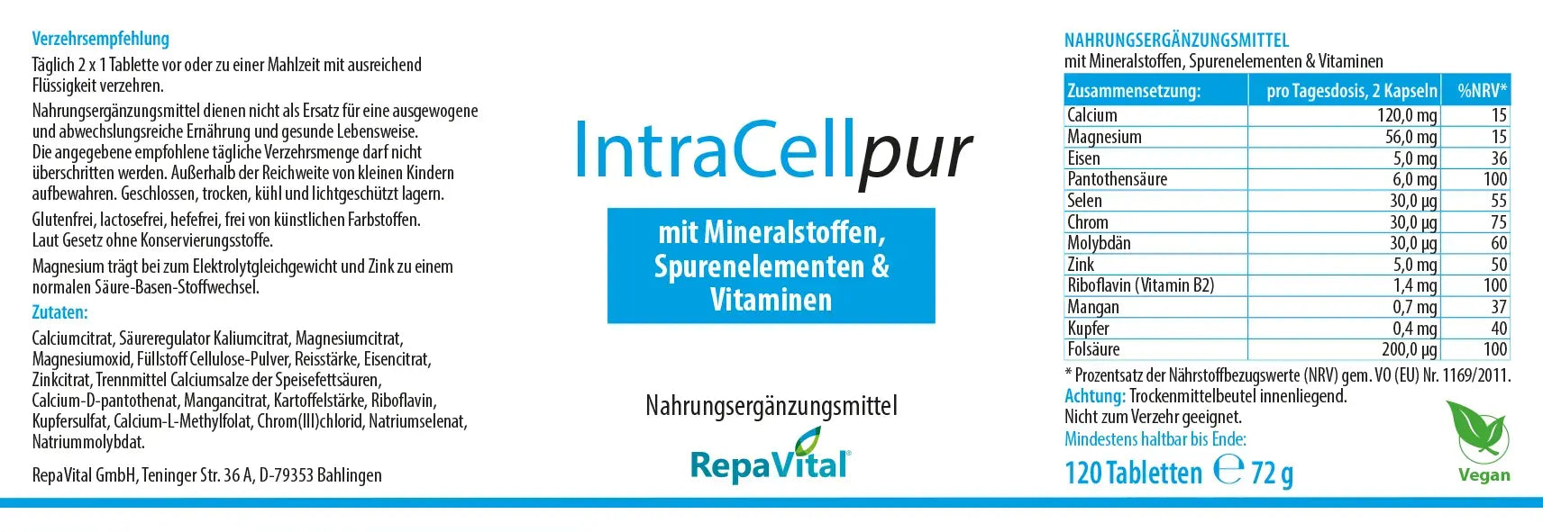 repavital-intracell-pur-magnesium-calcium-kaliumcitrat-120-tabletten image 2