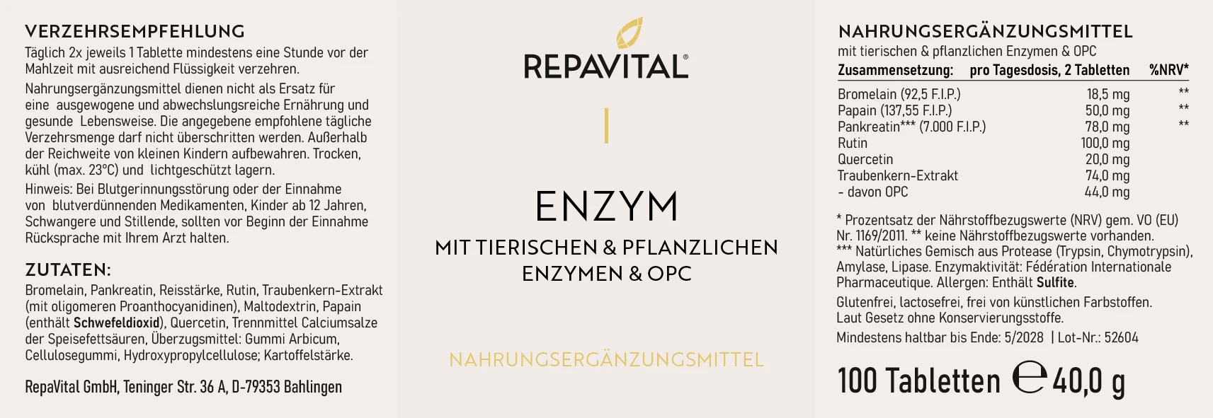 repavital-enzym-bromelain-papain-pankreatin-opc-100-kapseln image 2