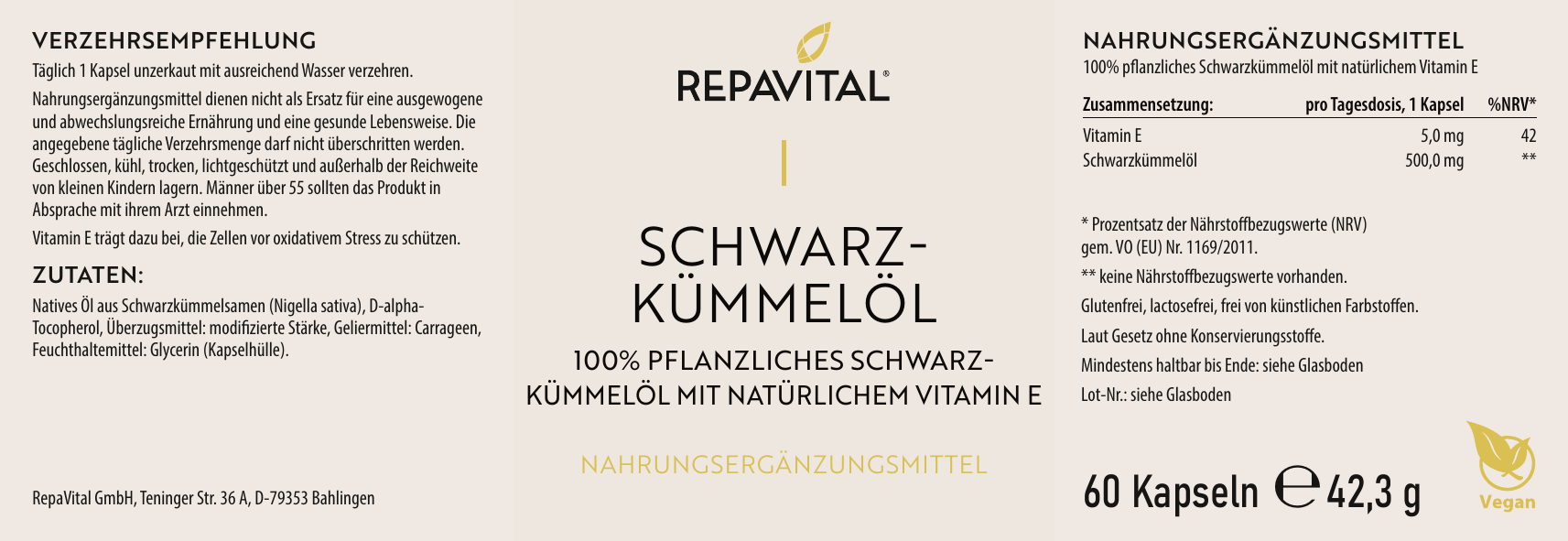 repavital-schwarzk-mmel-l-nigella-sativa-vitamin-e-60-kapseln image 2