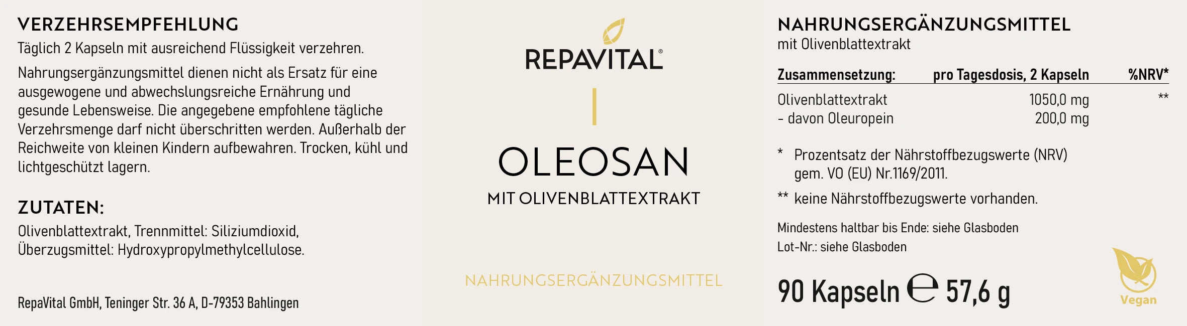 repavital-oleosan-olivenblattextrakt-mit-oleuropein-90-kapseln image 2