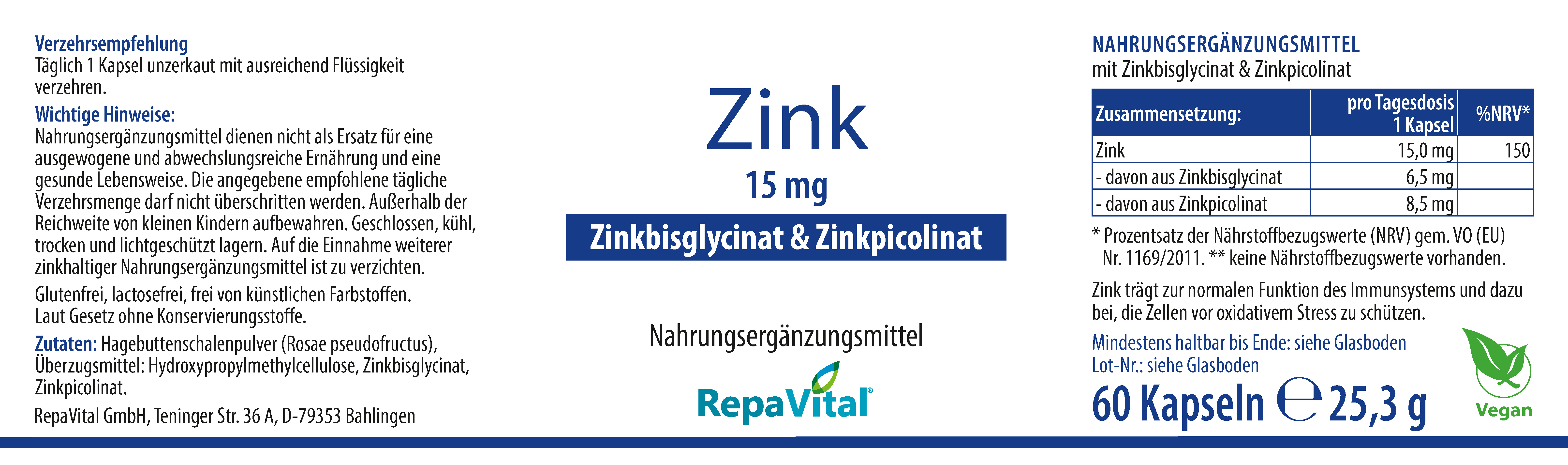 repavital-zink-komplex-15-zinkbisglycinat-picolinat-60-kapseln image 2