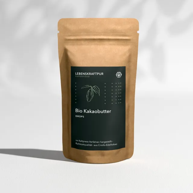 lebenskraftpur-bio-kakaobutter-drops-criollo-roh-kaltgepresst image 1