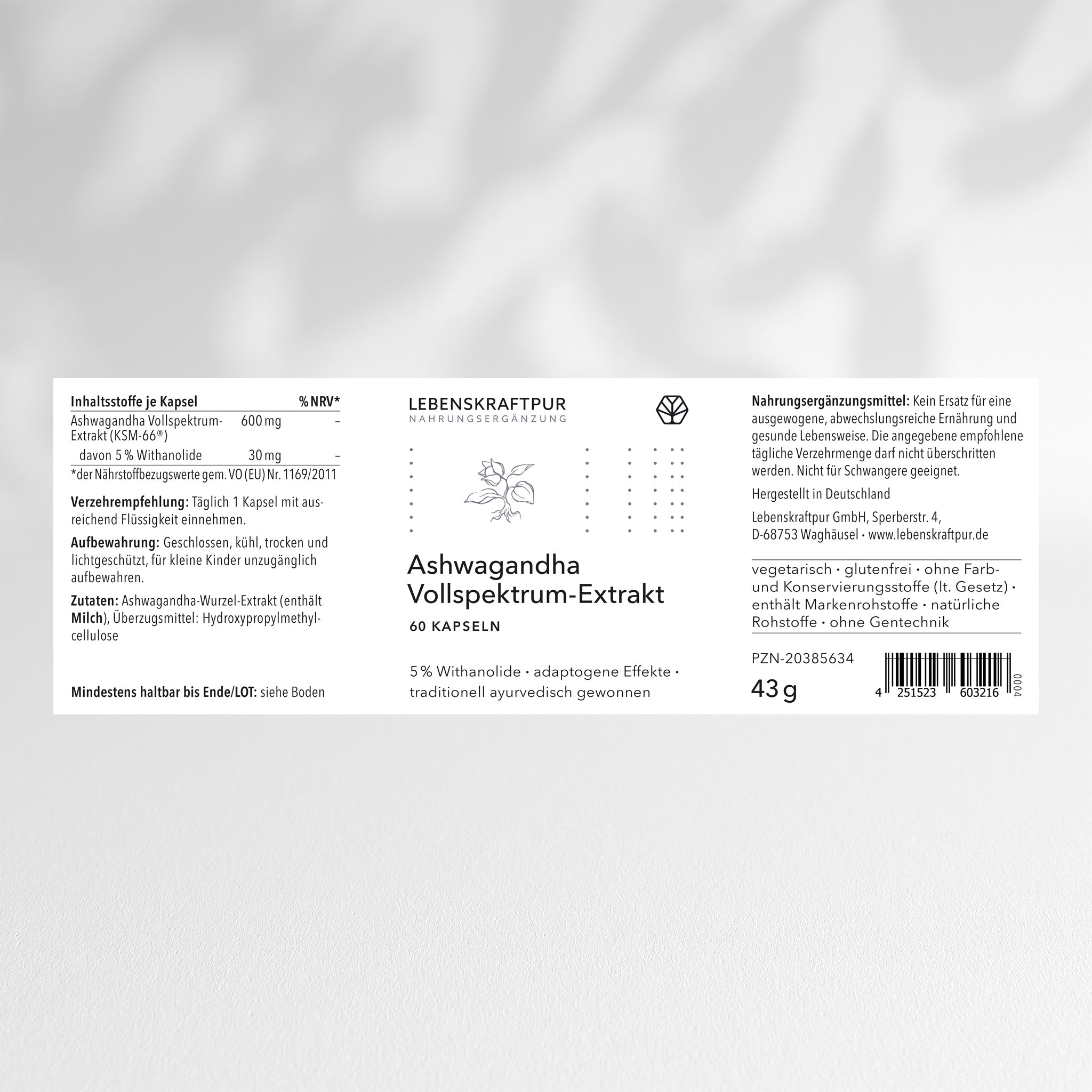 lebenskraftpur-ashwagandha-vollspektrum-extrakt-kapseln-vegetarisch image 2