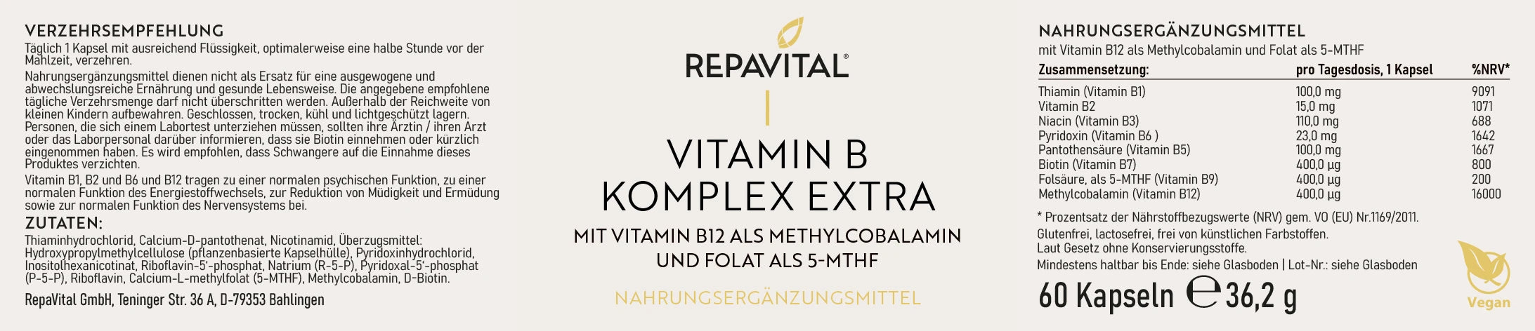 repavital-vitamin-b-komplex-extra-methylcobalamin-5-mthf-60-kapseln image 2