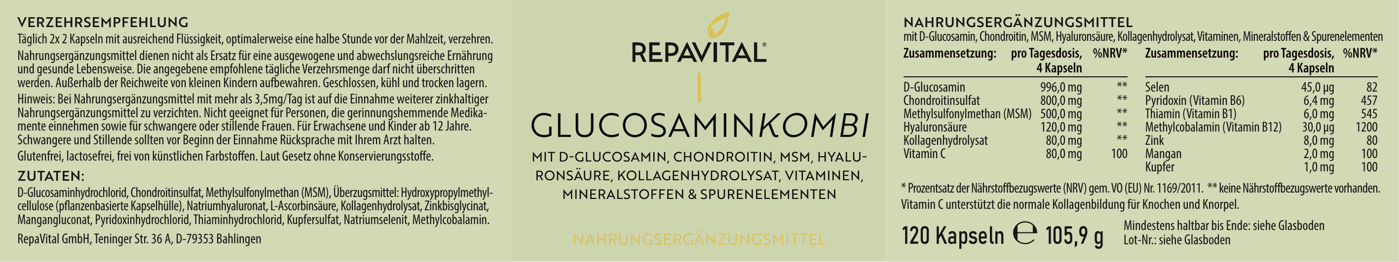 repavital-glucosaminkombi-glucosamin-chondroitin-msm-120-kapseln image 2