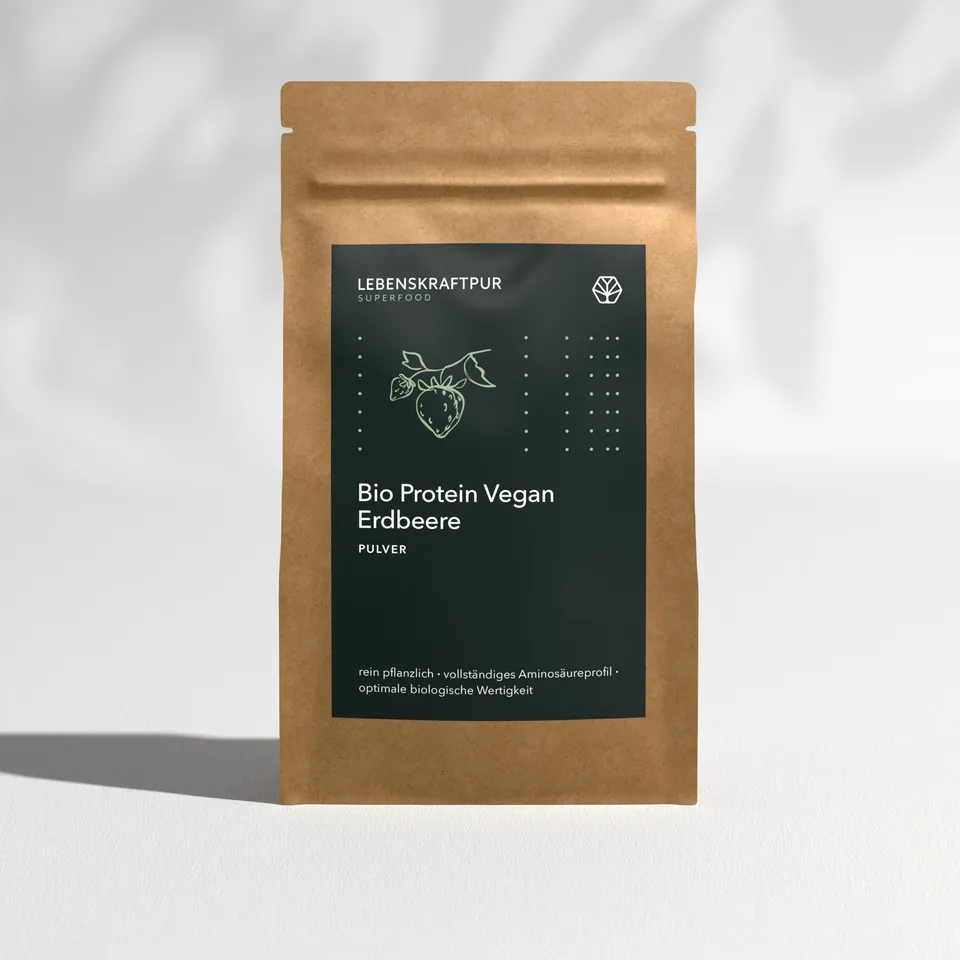 lebenskraftpur-bio-protein-vegan-erdbeere-pulver-erbsen-reis-cashew image 1