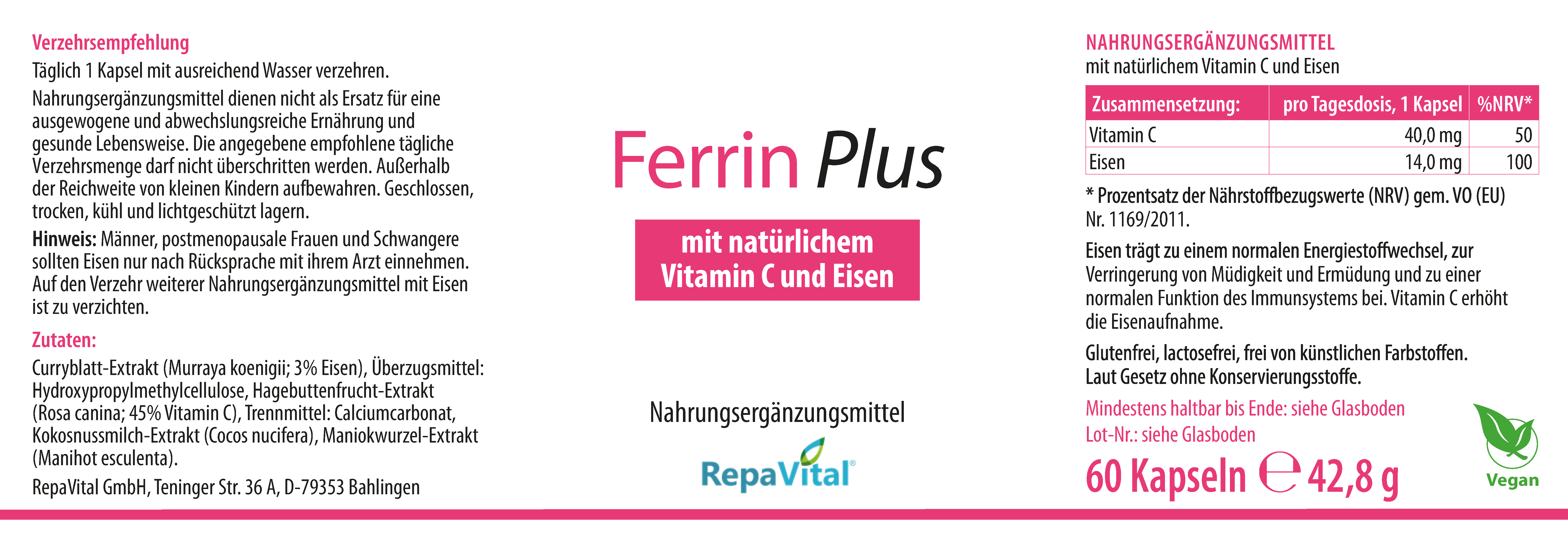 repavital-ferrin-plus-eisen-aus-curryblattextrakt-vitamin-c-60-kapseln image 2