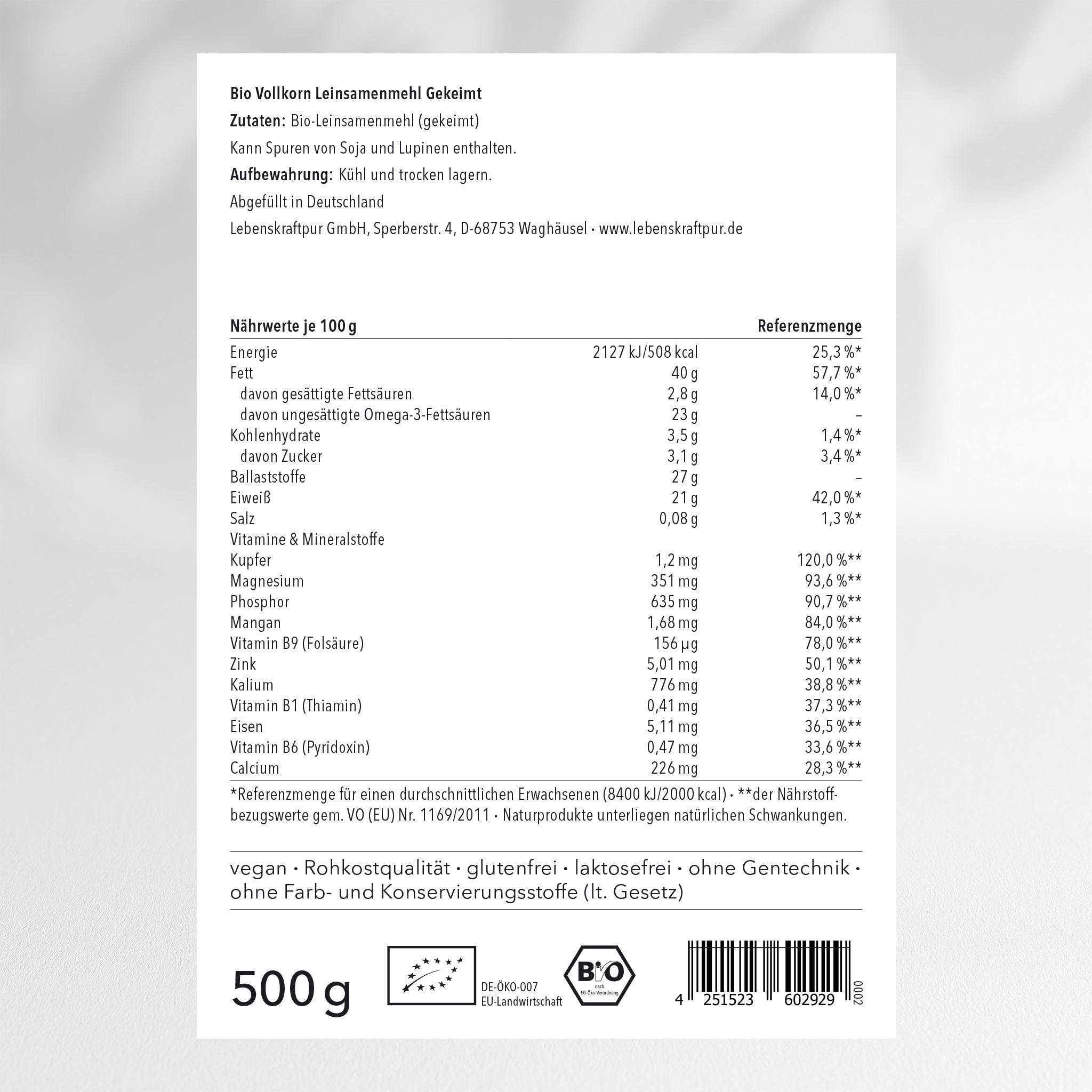 lebenskraftpur-bio-vollkorn-leinsamenmehl-gekeimt-rohkost-superfood image 2
