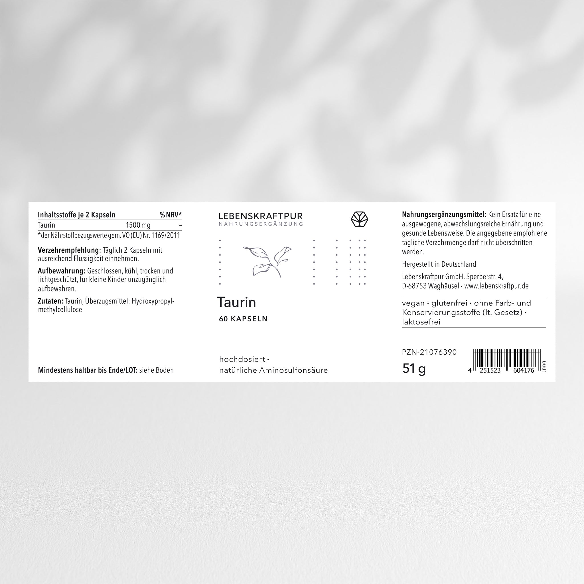 lebenskraftpur-taurin-kapseln-reines-taurin-hochdosiert-vegan image 2